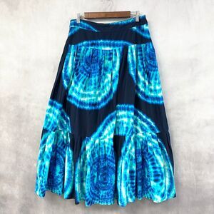 Jones New York Tie Dye Peasant Skirt Women 8 Tiered Hippie Boho Festival Prairie